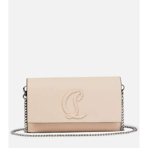 Luboting Light Luxury Women's Logo Leather Chain Wallet Beige One Size