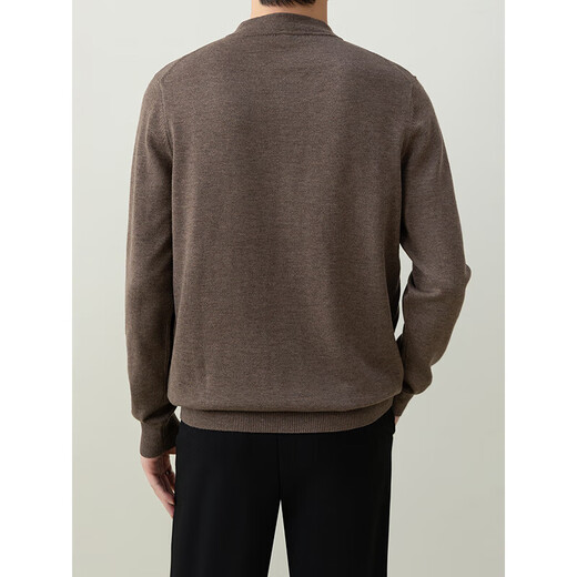 ROMON Men's Half-Zip Henley Collar Sweater Wool Blended Long-Sleeved Sweater Casual Business Autumn and Winter Clothes Dark Squirrel Gray L 105-120Jin Jin equals 0.5 kg