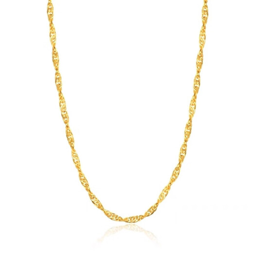 Zhouke gold 9999 gold water ripple necklace clavicle chain versatile plain chain gold-plated gift for girlfriend on Valentine's Day water wave chain 1.68g