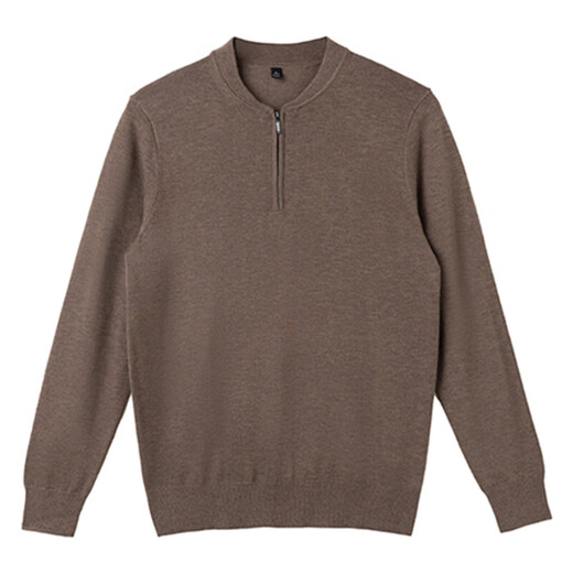 ROMON Men's Half-Zip Henley Collar Sweater Wool Blended Long-Sleeved Sweater Casual Business Autumn and Winter Clothes Dark Squirrel Gray L 105-120Jin Jin equals 0.5 kg