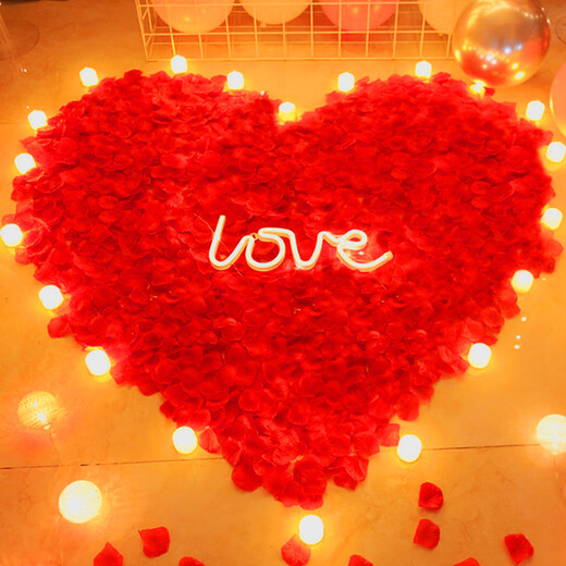 Sweet Spot Simulated Rose Petals 1000 Pieces Wedding Confession Decoration Hand Sprinkled Flower Proposal Making Romantic Wedding Room Decoration Supplies