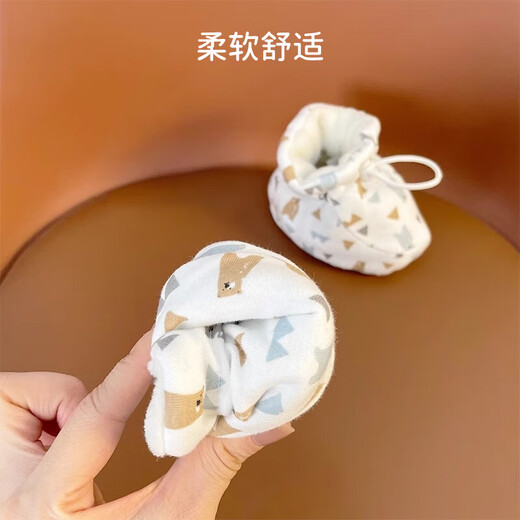Ouyu Newborn Baby Cotton Shoes 0-1 Autumn and Winter Soft Soled Foot Covers Baby Toddler Shoes Thickened for 3-6-12 Months Cute Bear Lamb Velvet Inner Length 12CM, Recommended for 0-12 Months