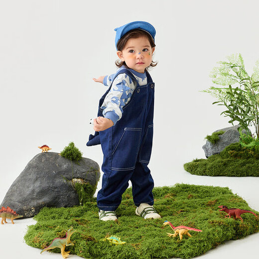 Minibala overalls for boys and girls, comfortable, eco-friendly, cute and dinosaur-shaped, two-piece overalls set