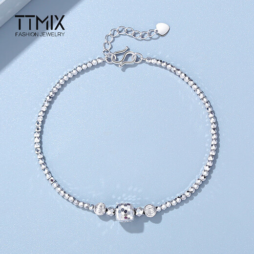 TTMIX fashion honeycomb platinum bracelet pt950 platinum bracelet shiny bouncy bead bracelet birthday gift 4.9-5.1g 16+2cm thick 2.0mm