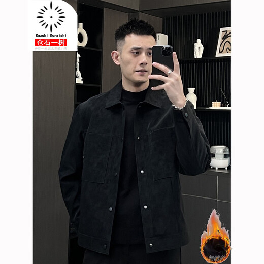 Kuraishi Kazuki trendy lapel handsome soft waxy jacket men's autumn and winter fashionable light and versatile motorcycle work jacket coffee color XL
