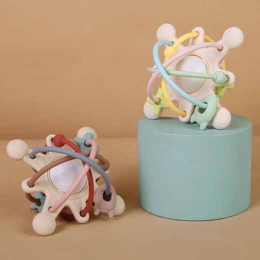 Jingmengyuan ball teether baby teething hand grasping ball chewing gum toy food grade silicone anti-eating hand artifact Aboriginal white