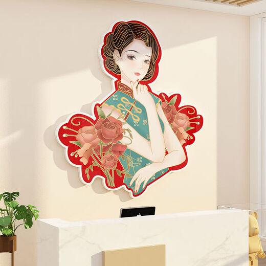 三栖虎网红理发店墙面装饰挂画美发感氛围布置背景形象海报贴美容 15870潮女人-LK板5mm图片色 小