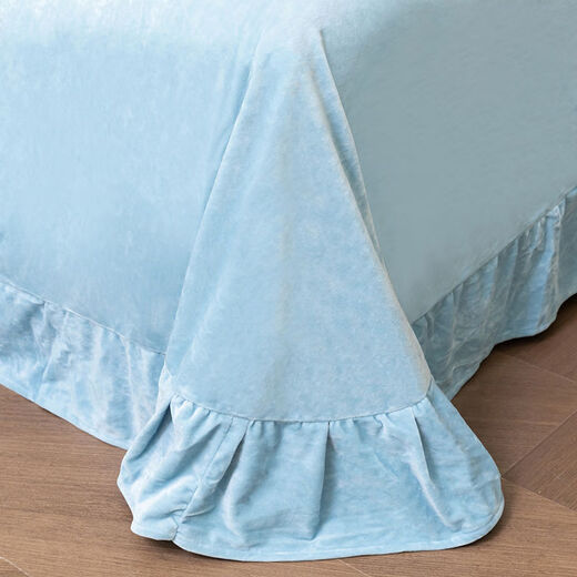 Fantasy thickened baby milk velvet four-piece winter coral velvet double-sided Flanlan plus velvet bed sheet quilt cover bed blue + pink 1 point 8 hanging style four-piece quilt cover 220*240
