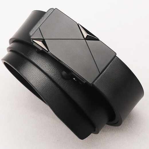 Belt Men's Genuine Leather Automatic Buckle Pants Belt Men's Belt Business Casual Versatile Fashion Youth Korean Version Trendy Boss Gun Black Buckle