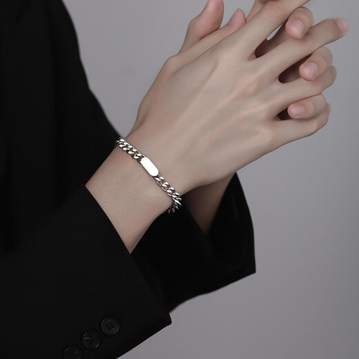 MZMZ Platinum Bracelet Men's pt950 Platinum Cuban Fashion Decoration Accessories Double Eleven Birthday Gift for Boyfriend Local Warehouse/Next Day Delivery - Light Luxury Cuban Bracelet (18+5cm) Sold Out