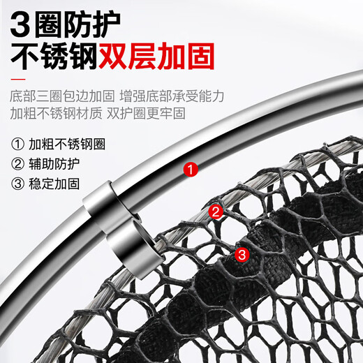 Competitive fish protection thickened nylon line quick-drying anti-hanging fish black pit wild fishing special fishing protection fishing net bag fishing gear 33cm 3m double circle fish protection + bag + needle blocker + hook remover
