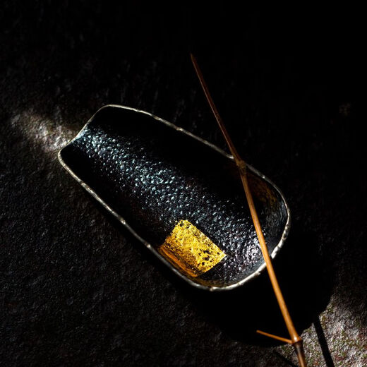 Xinyi gold foil large lacquer art tea spoon tea shovel hand-hammered Zen tea spoon tea set Kung Fu tea tea ceremony accessories gold foil tea spoon