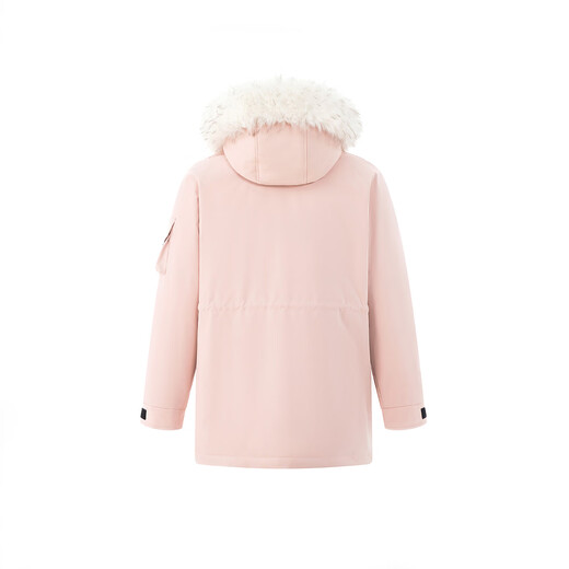 GROUND ZERO Unisex Workwear Wind Sleeve Wall Badge Series Design 90 White Duck Down Hooded Down Jacket Pink 2XL