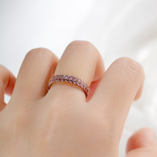 Personal jewelry 2.4 carat pink sapphire row ring 18K gold diamond fashion natural colored gemstone ring customized 18K gold pure pink sapphire ring size can be customized