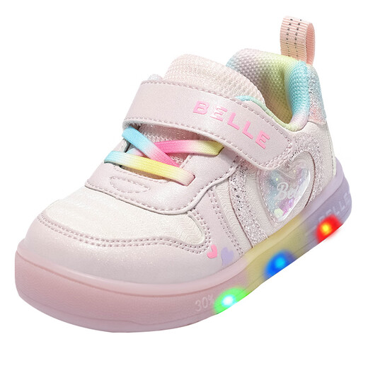 Belle Children's Shoes 2025 Autumn New Girls' Flashing Shoes Baby Casual Sneakers Girls' Sports Shoes Pink 26