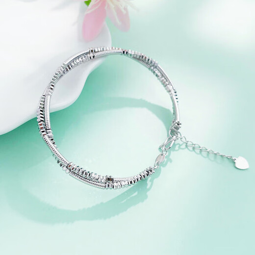 Lao Fengxiang platinum bracelet pt950 bamboo abacus bead bracelet solid birthday gift for girlfriend platinum jewelry platinum about 12.55g 54 rings + 2cm extension chain