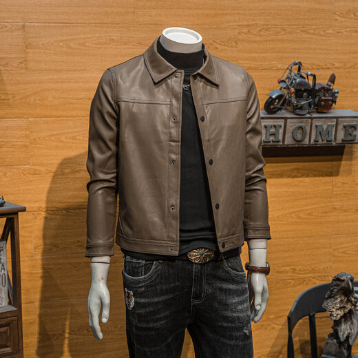 JAGR潮牌 皮衣外套男修身翻领皮夹克新款休闲上衣潮流男士仿皮衣 黑色 黑色 3XL