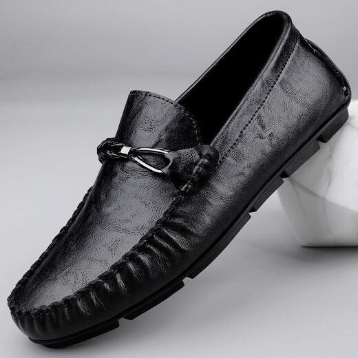 Satchi Light Luxury Luxury Spring and Summer British Style Small Cuir Chores Cuir Business Casual Chores One Foot Lazy Style Corée grande taille noire 9913 38