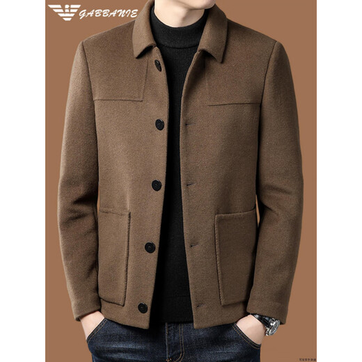 AX Armani 2025 Double-sided Cashmere Coat Men's Middle-aged Autumn and Winter Short Lapel Jacket Wool Wool Casual Jacket L92188 Black XL 180 (Suitable for weight 130-150Jin Jin equals 0.5 kg)