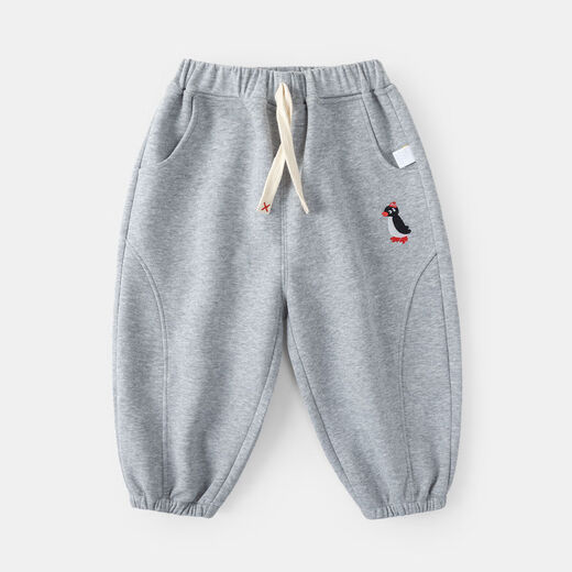 嘟嘟家宝宝休闲裤春秋儿童束脚裤童装运动裤春装男童时尚长裤女童裤子潮 麻灰色 90