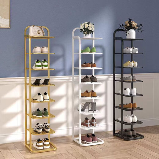 Simple shoe rack at the entrance of the house, multi-layer household iron art, installation-free vertical simple shoe cabinet, single layer load-bearing 1-2kg, elegant white 10-layer shoe rack