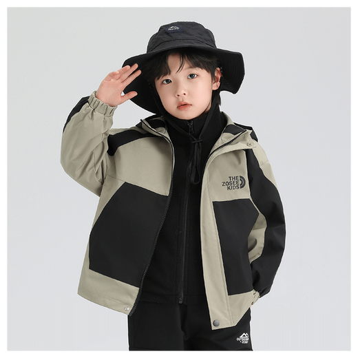Zuoxi Children's Charge Coat Boys Boys Automn Vêtements 2025 NOUVEAUX garçons Big Children's Outdoor Vêtements Top Khaki 150