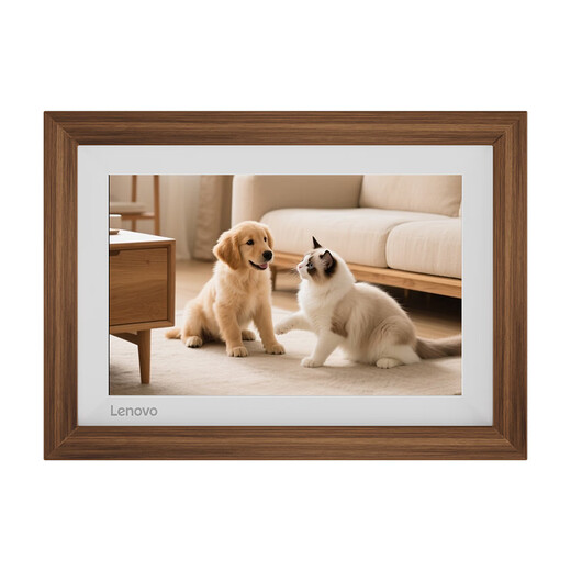 Lenovo D10 digitaler Fotorahmen 10,1-Zoll-High-Definition-elektronisches Fotoalbum Smart-Cloud-Fotorahmen Touchscreen, tischplatzierbarer Wand-Fotorahmen aus Walnussholz