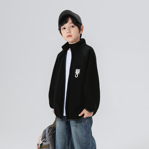 Yoyo Fairy Tale Warm and Comfortable Boys' Jacket Autumn and Winter 2025 Late Autumn Children's Polar Fleece Jacket Medium and Large Children's Casual Black 150 72