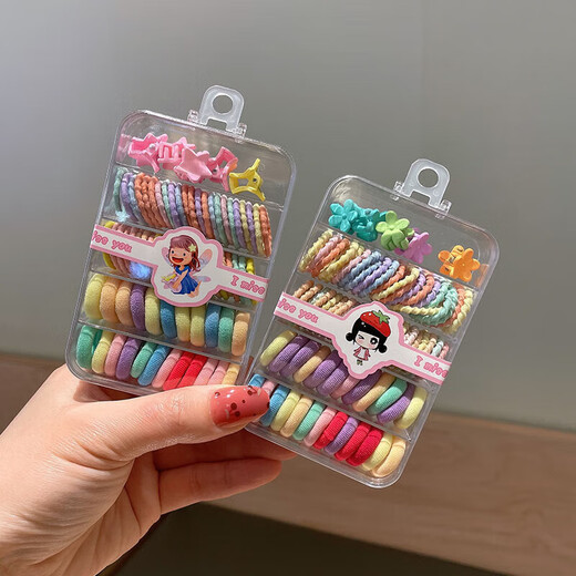 Garnbei's new candy-colored hair tie rubber band for children that does not hurt the hair, hair rope, girl's box, hair tie, baby hair rope headdress, sweet color box set, 1 piece