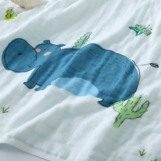 KING SHORE cartoon pure cotton gauze blanket children's summer cool quilt baby kindergarten nap blanket towel quilt white one