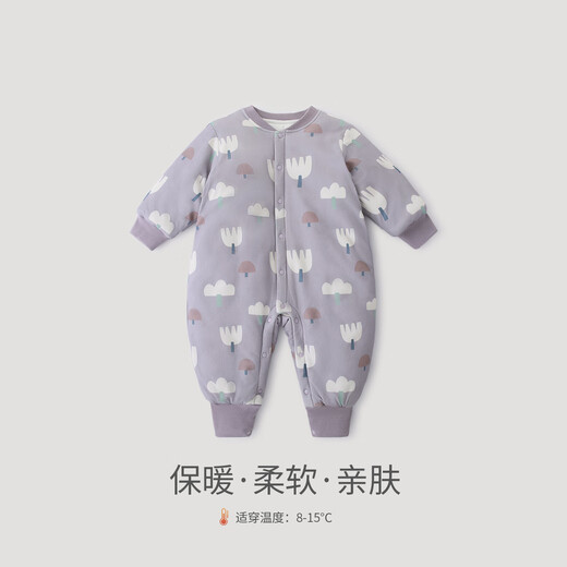 Bali piglet baby quilted one-piece winter thickened and warm outdoor cotton clothing autumn and winter cotton-padded jacket small month old baby winter clothing Cloudside tree 80cm