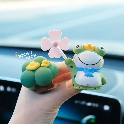 Yusenyi 2025 New Creative Car Aromatherapy Car Perfume Air Vent Decoration Diffusing Stone Frog Car Interior Decoration Pink Windmill Frog Prince Air Vent Aromatherapy 1g