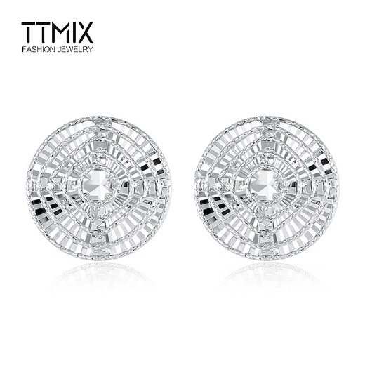 TTMIX shiny platinum earrings pt950 platinum earrings women's temperament platinum earrings birthday gift round 3.1-3.3g
