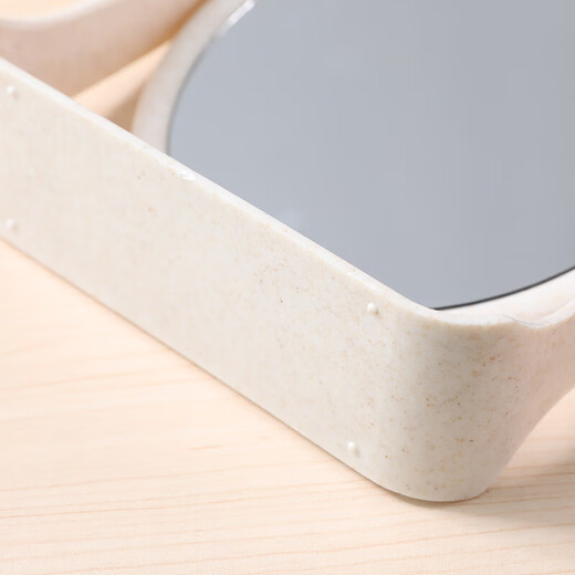 High-quality European desktop makeup mirror, simple high-definition double-sided rotatable makeup mirror, desktop standable small mirror, LED portable light-filling mirror, square off-white