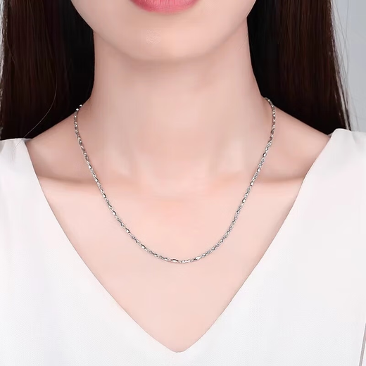 Model photo of Lao Phoenix 999pt950 platinum necklace for men and women ingot chain 18 necklace moissanite diamond clavicle necklace boyfriend gift platinum ingot chain for men and women (default length about 55cm 22.8g limited to 10% off)
