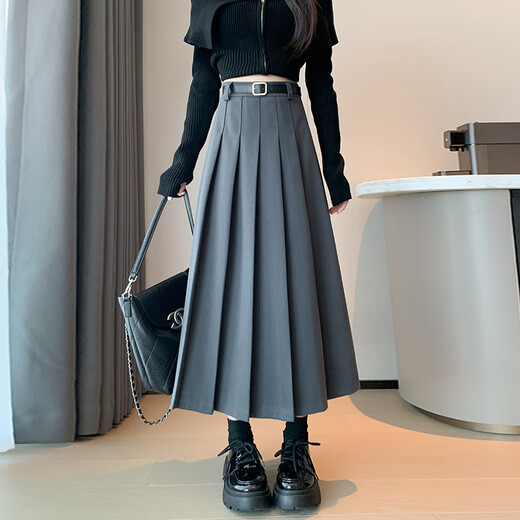 Langsha Woolen Pleated Skirt Women's Autumn and Winter 2025 New High Waist Drape Slimming Large Swing A Line Mid-Length Suit Skirt
