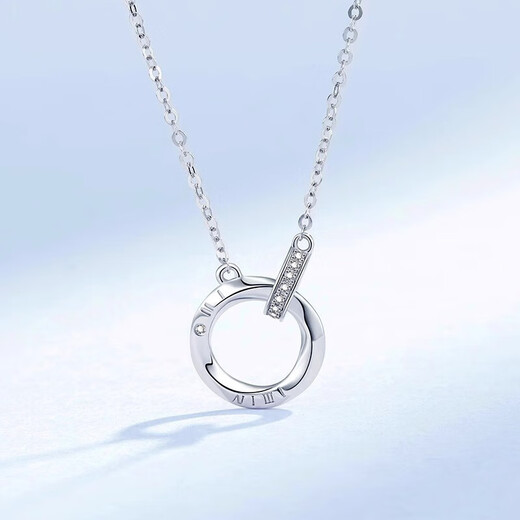 Möbius Ring Platinum Necklace for Men and Women PT950 Platinum Plain Chain Clavicle Chain Mid-Autumn Festival Gift for Boyfriend and Girlfriend Platinum Möbius Necklace for Women + Certificate