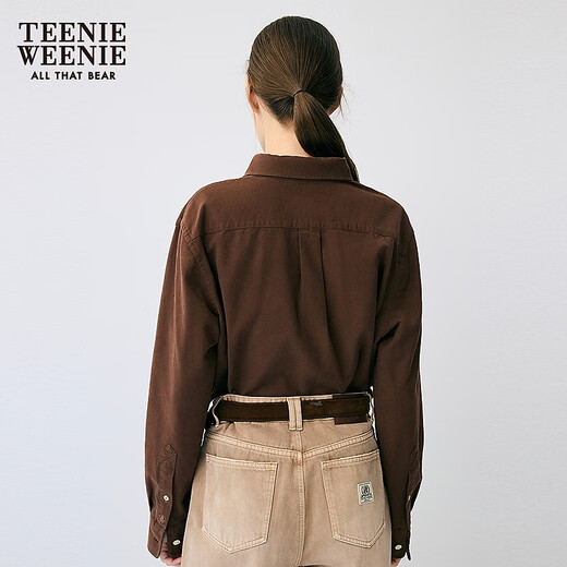 Teenie Weenie Bear Women's Shirt 2025 Autumn New Simple and Elegant Fashion Embroidered Long Sleeve Shirt