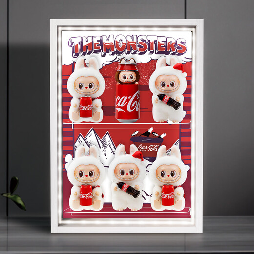 Suitable for Bubble Mart labubu Coca-Cola display box enamel blind box storage photo frame light luxury white - no light model Coca-Cola enamel series display box 34*48cm (not including figures)
