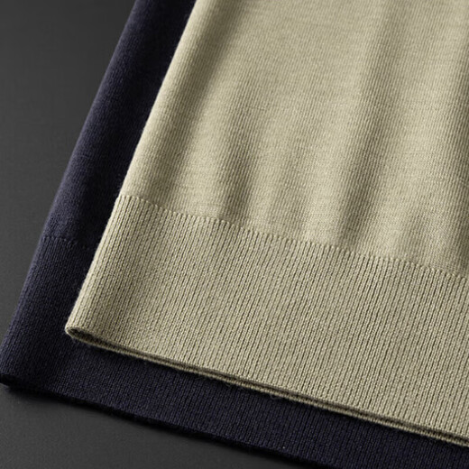 XJSGS high-end brand men's short-sleeved cardigan international luxury worsted knitted sweater autumn and winter men's inner layering shirt high-end bright brown spot XL