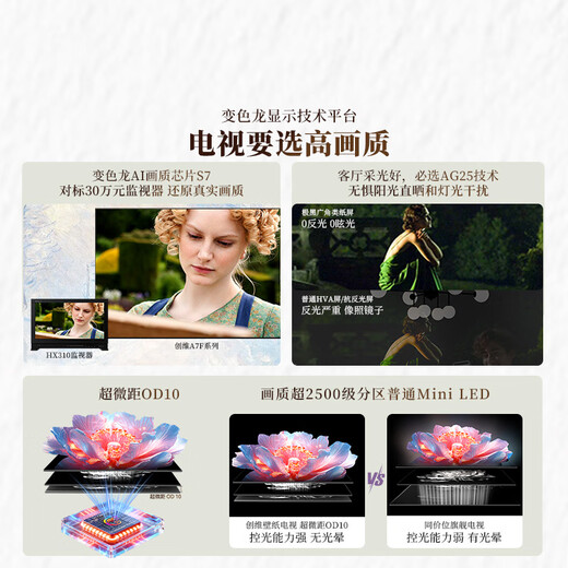 Skyworth Wallpaper TV A7F 75-inch ultra-thin mural art mini led TV 75-inch smart flat-panel home appliance LCD trade-in national subsidy