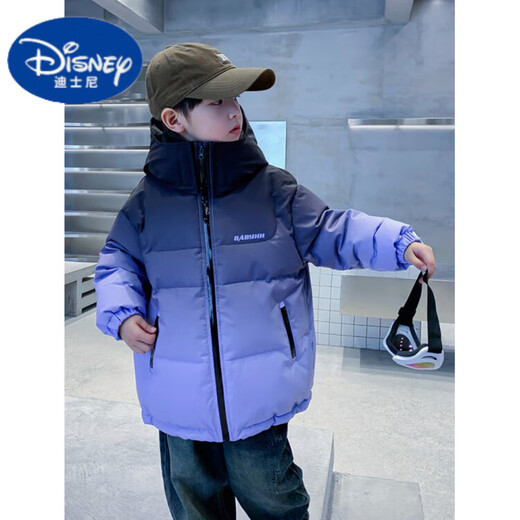 Disney (Disney) Boys' Winter Gradient Blue Ski Hooded Down Jacket 2025 New Children's Winter Washable Thick Jacket Fashion Orange 90 Comfort Velvet Heat Storage and Cold Resistance 160 cm