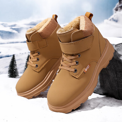 Children's Martin boots boys' winter primary school students' Chinese Bangalore thickened boots girls' warm cotton leather boots for middle and large children 806 new version boots black 28