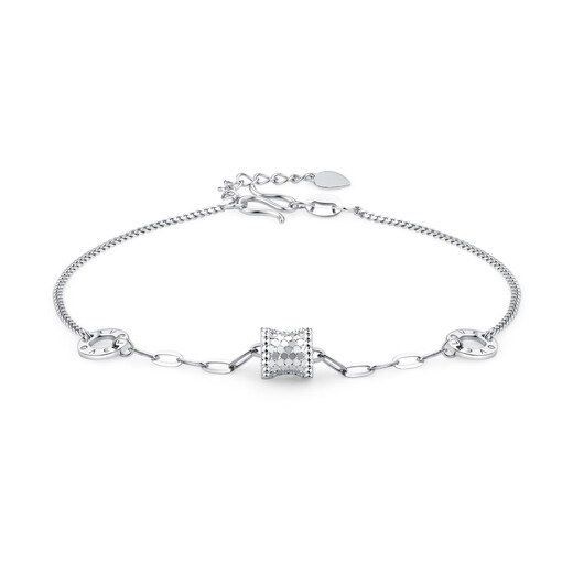 Jin Zhifu inherited platinum bracelet for women with small waist PT950 round cake LOVE crushed ice bracelet for girlfriend and wife birthday gift small waist bracelet about 3.2 grams