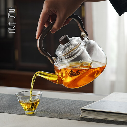 Gaoming glass teapot high temperature resistant thickened handle teapot open flame thickened electric ceramic stove special kettle set Mingxiang teapot + Hengpeng stove