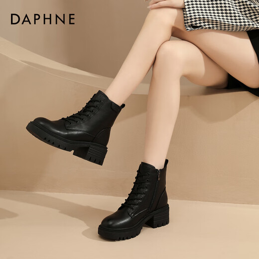 Daphne Martin boots women's new breathable short boots British style thick sole heightening versatile boots black 37