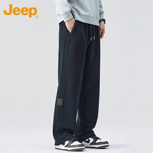 JEEP Casual Pants Men's Autumn and Winter Straight Pants Men's Loose Wide Leg Pants Stretch Sports Men's Pants Black XL