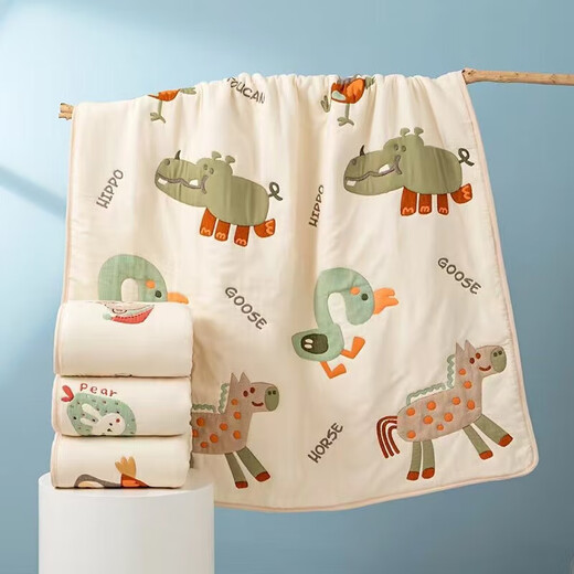 Pure cotton type A gauze quilt bath towel newborn baby bath blanket pure cotton six layers plus silk cotton quilt package sheet 0889-Animal Paradise 115*120cm 1 pack