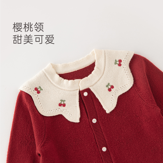 Good Bear Girl Baby Knitted Warm One-piece Harness Winter Baby Sheep Wool Warm Red New Year Clothes