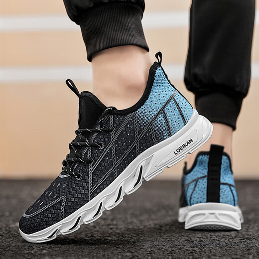 Die gleiche Marke pleite Sneaker für Männer im Sommer Neues Atmungsgitter mit atmungsaktivem Mesh weicher Arbeitsschuhe vielseitige Wanderschuhe Casual AC3889 Black 43